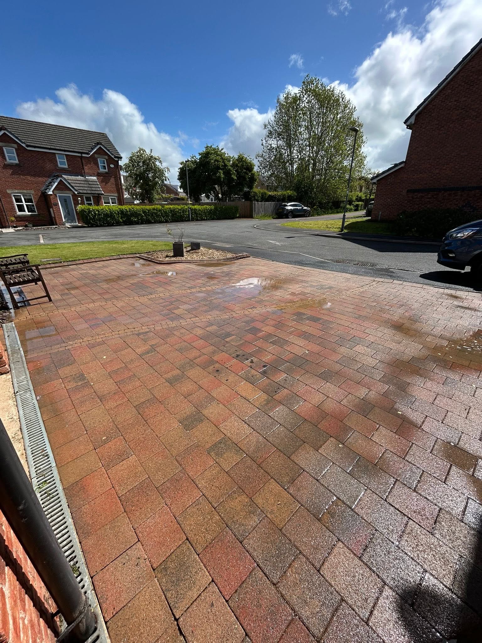 JWF pressure washing a driveway in Lancashire, before and after
